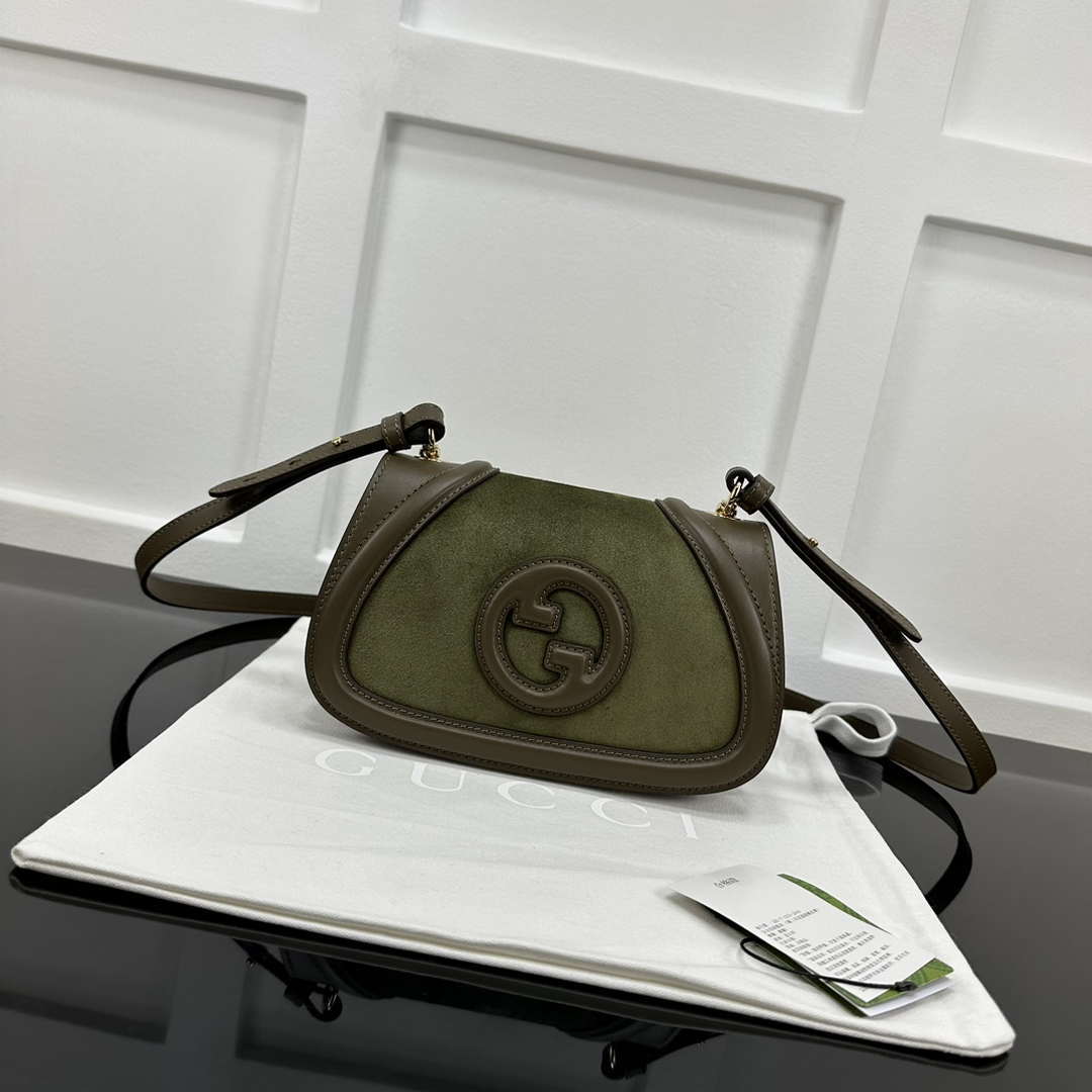 Gucci 815700 Gucci Blondie mini shoulder bag Suede leather Green - Default Title - View 1