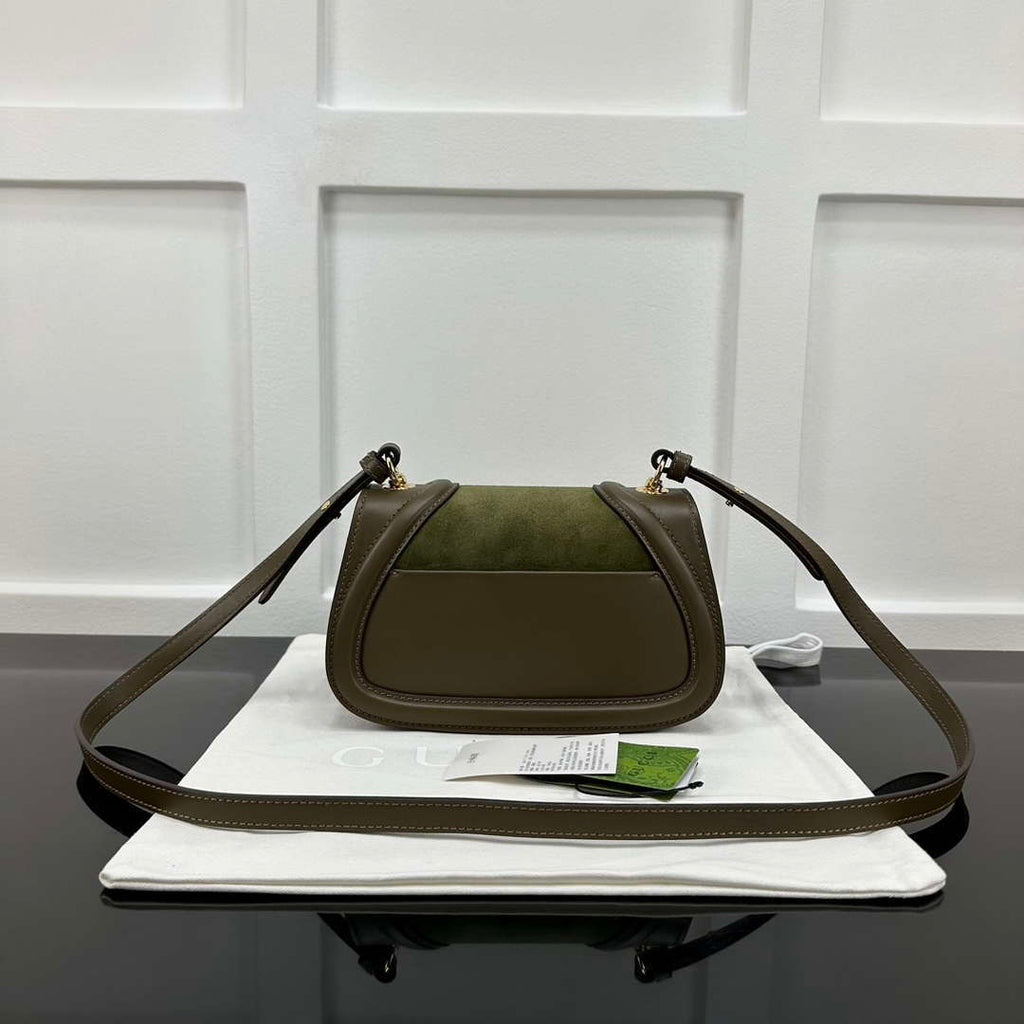 Gucci 815700 Gucci Blondie mini shoulder bag Suede leather Green