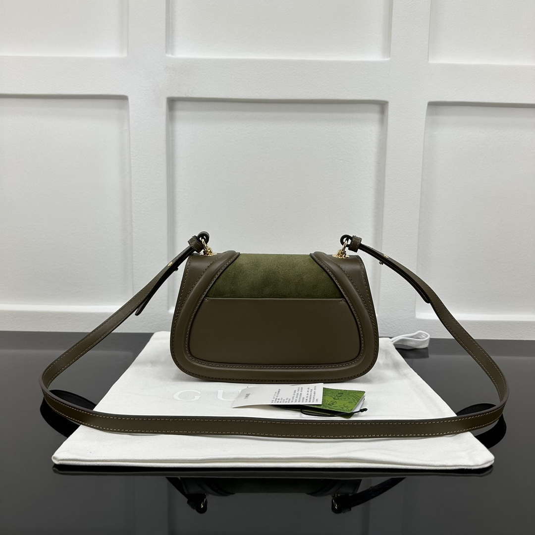 Gucci 815700 Gucci Blondie mini shoulder bag Suede leather Green