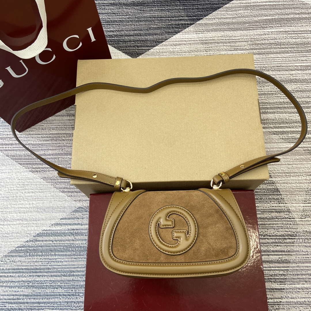 Gucci 815700 Gucci Blondie mini shoulder bag Suede leather Brown - Default Title - View 1