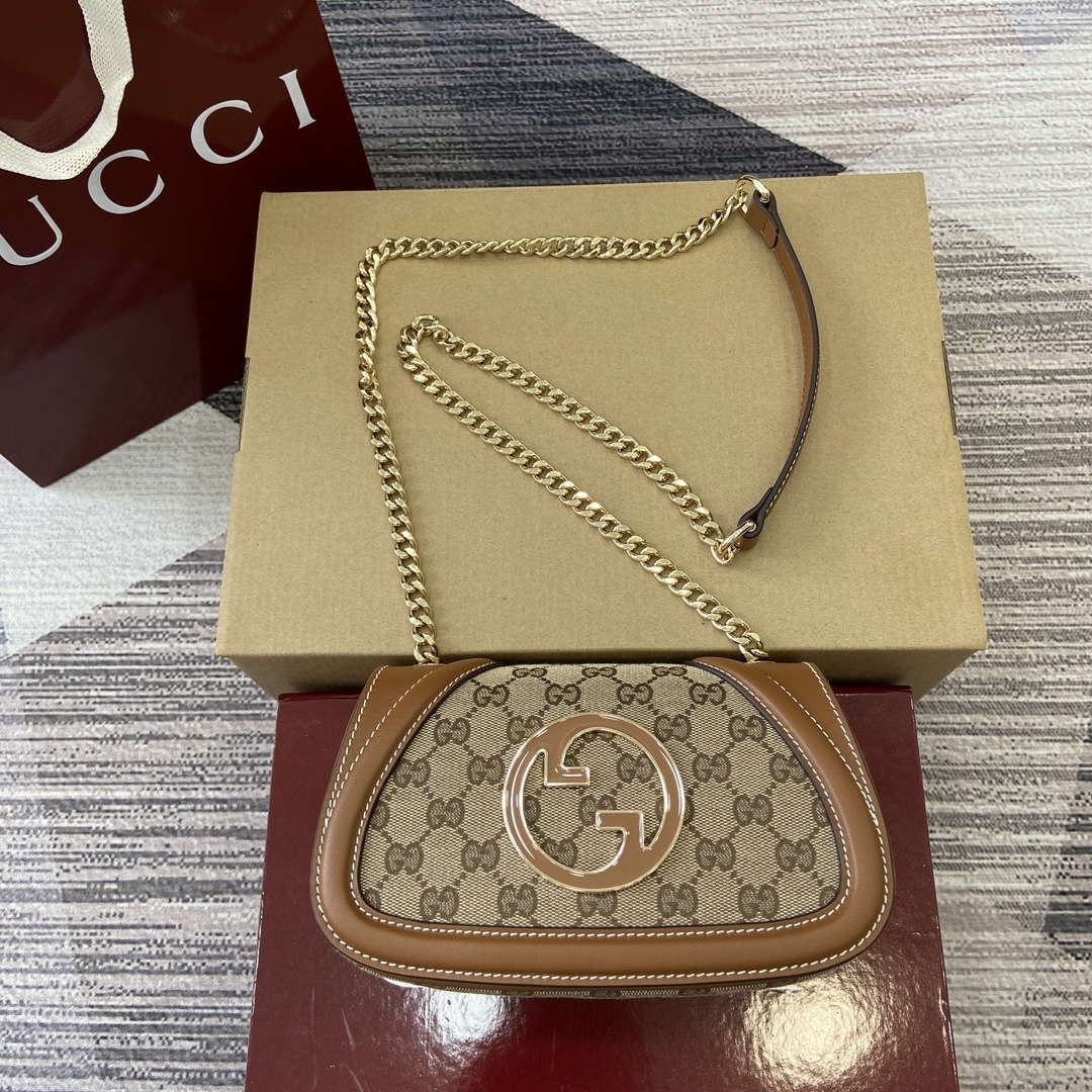 Gucci 815711 Gucci Blondie mini shoulder bag Beige dark brown canvas - Default Title - View 1