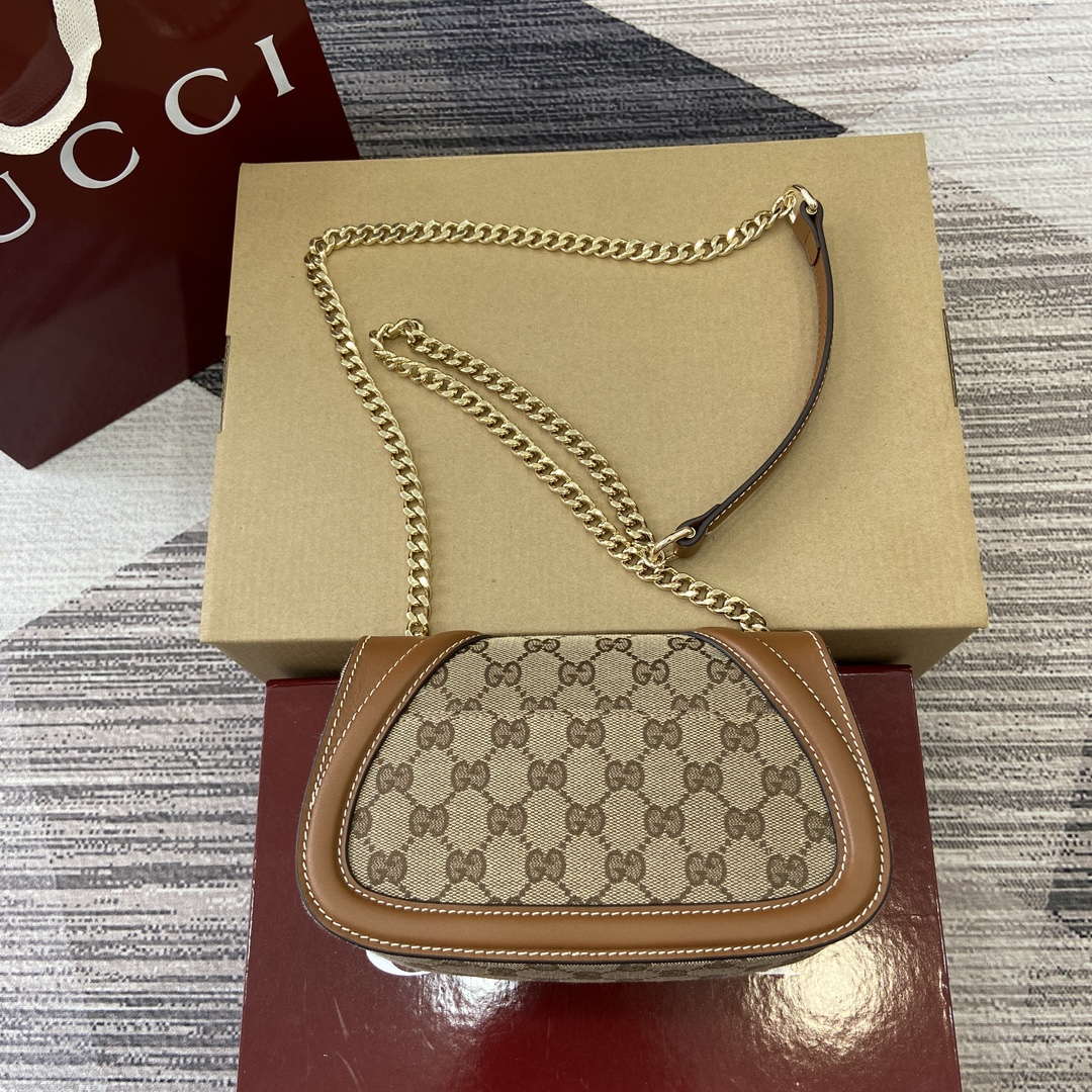 Gucci 815711 Gucci Blondie mini shoulder bag Beige dark brown canvas