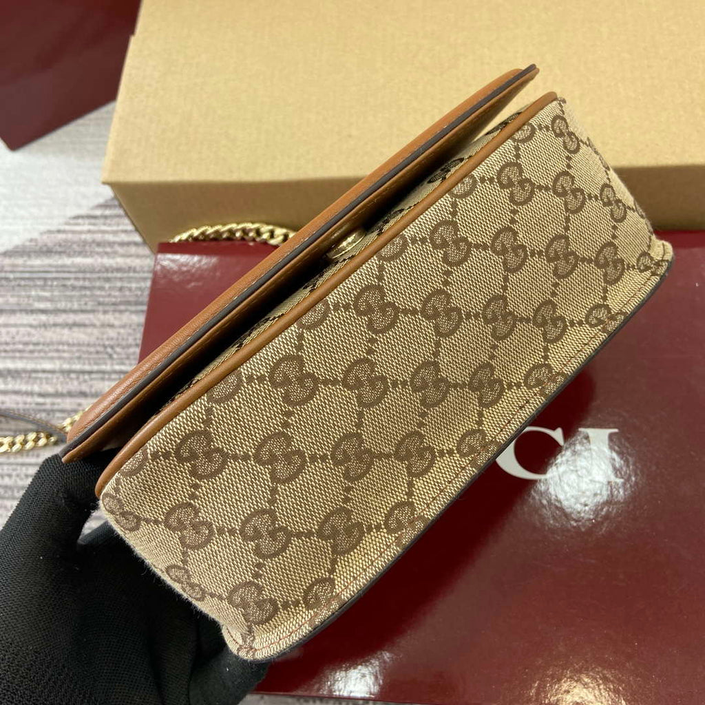 Gucci 815711 Gucci Blondie mini shoulder bag Beige dark brown canvas