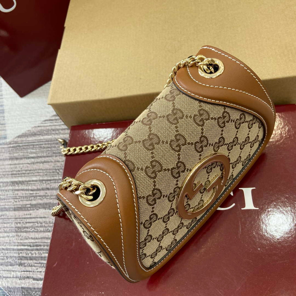 Gucci 815711 Gucci Blondie mini shoulder bag Beige dark brown canvas