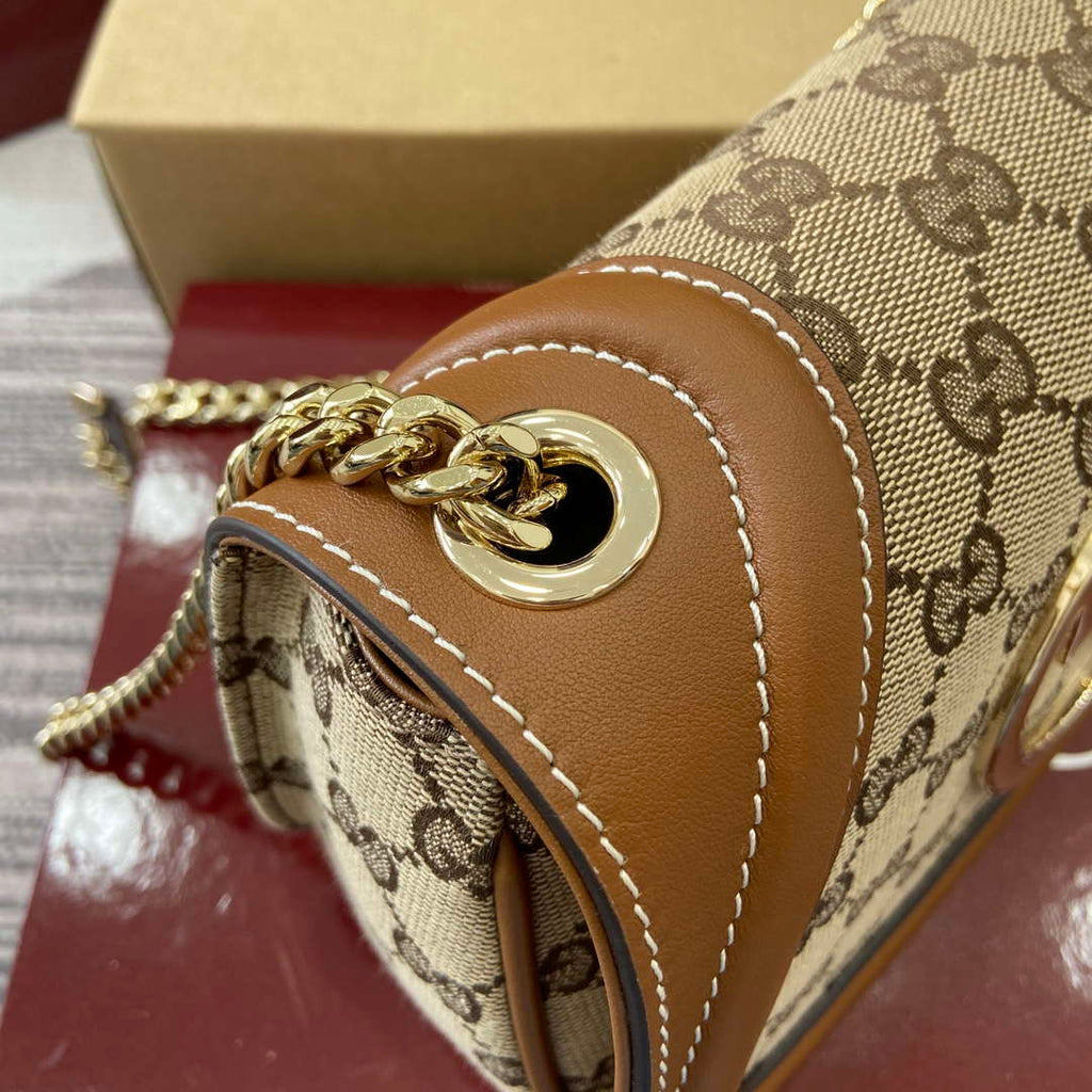 Gucci 815711 Gucci Blondie mini shoulder bag Beige dark brown canvas