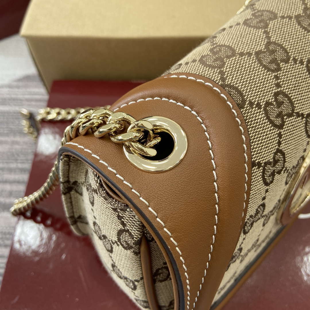 Gucci 815711 Gucci Blondie mini shoulder bag Beige dark brown canvas