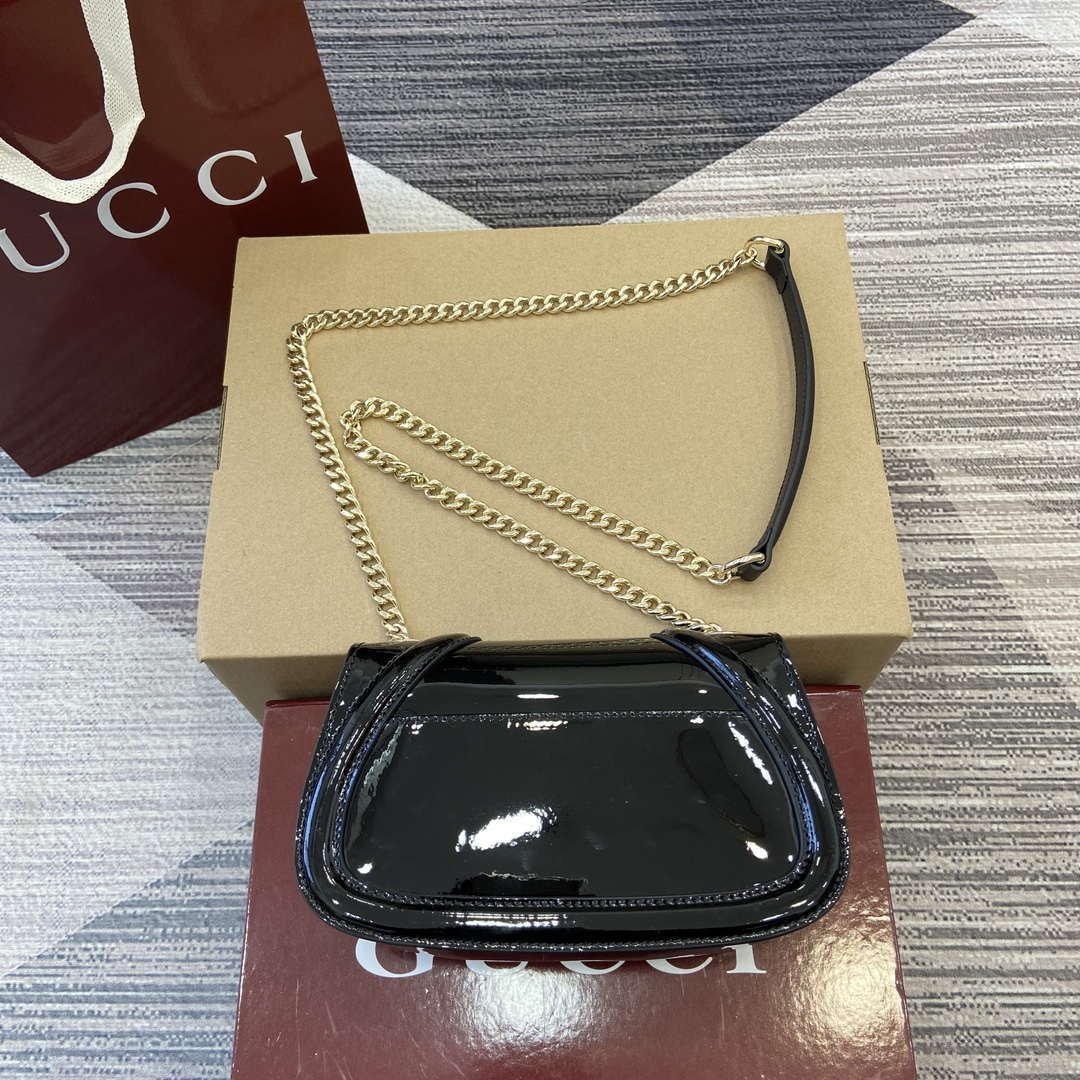 Gucci 815711 Gucci Blondie mini shoulder bag Patent Leather Black