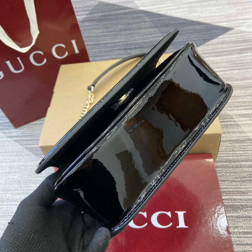 Gucci 815711 Gucci Blondie mini shoulder bag Patent Leather Black
