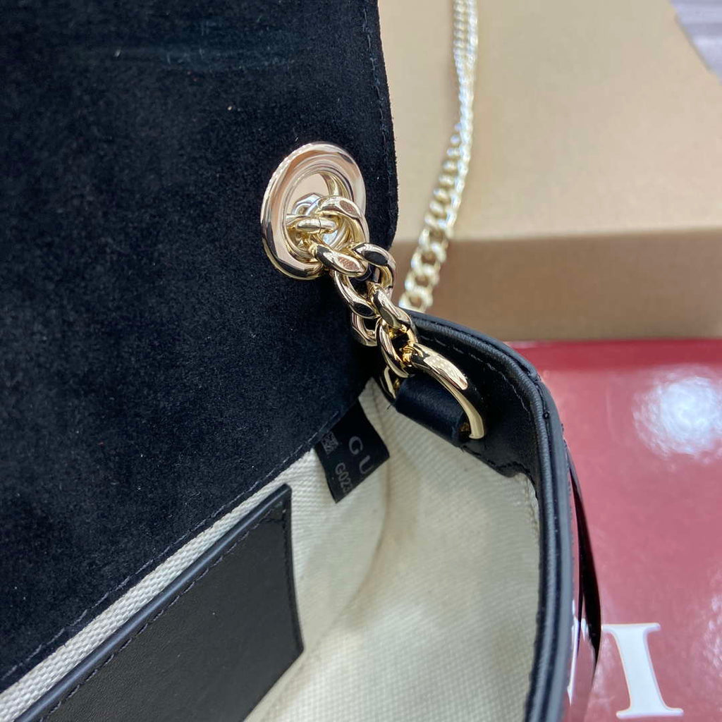 Gucci 815711 Gucci Blondie mini shoulder bag Patent Leather Black