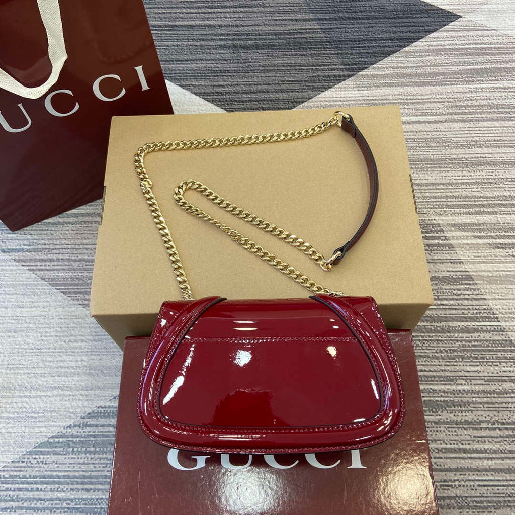 Gucci 815711 Gucci Blondie mini shoulder bag Patent Leather Red