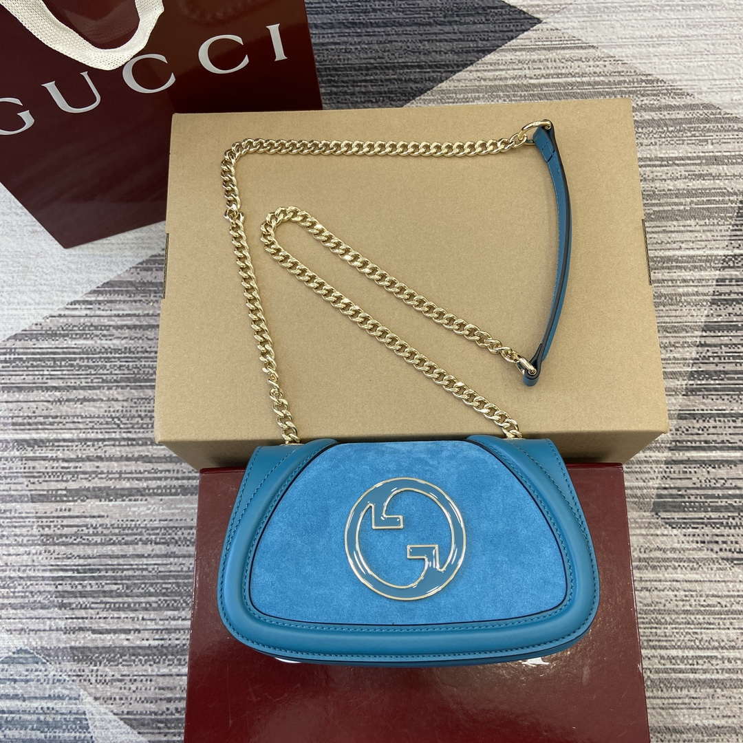 Gucci 815711 Gucci Blondie mini shoulder bag Suede Leather Blue