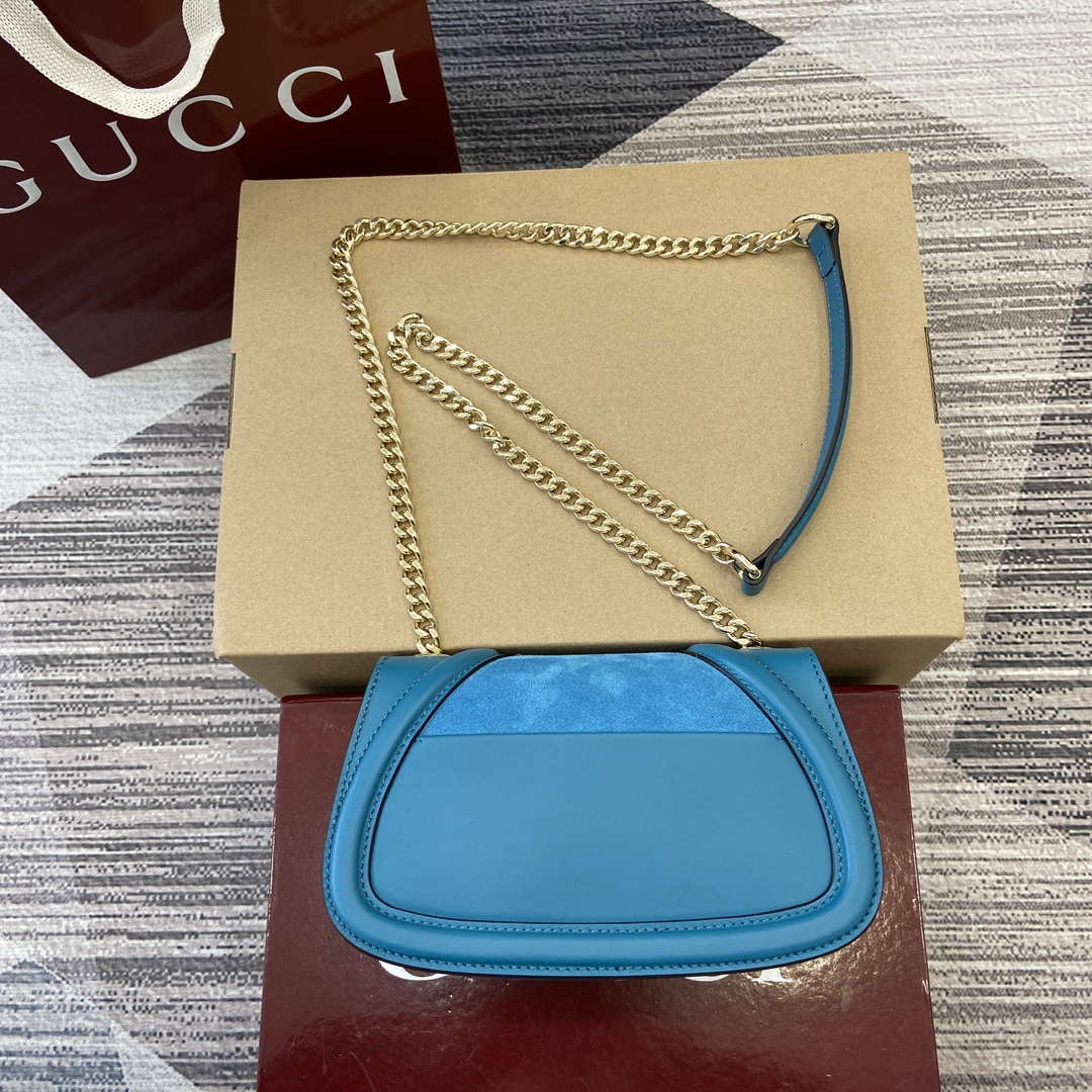 Gucci 815711 Gucci Blondie mini shoulder bag Suede Leather Blue