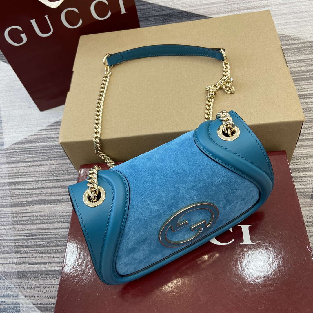 Gucci 815711 Gucci Blondie mini shoulder bag Suede Leather Blue - Default Title - View 4