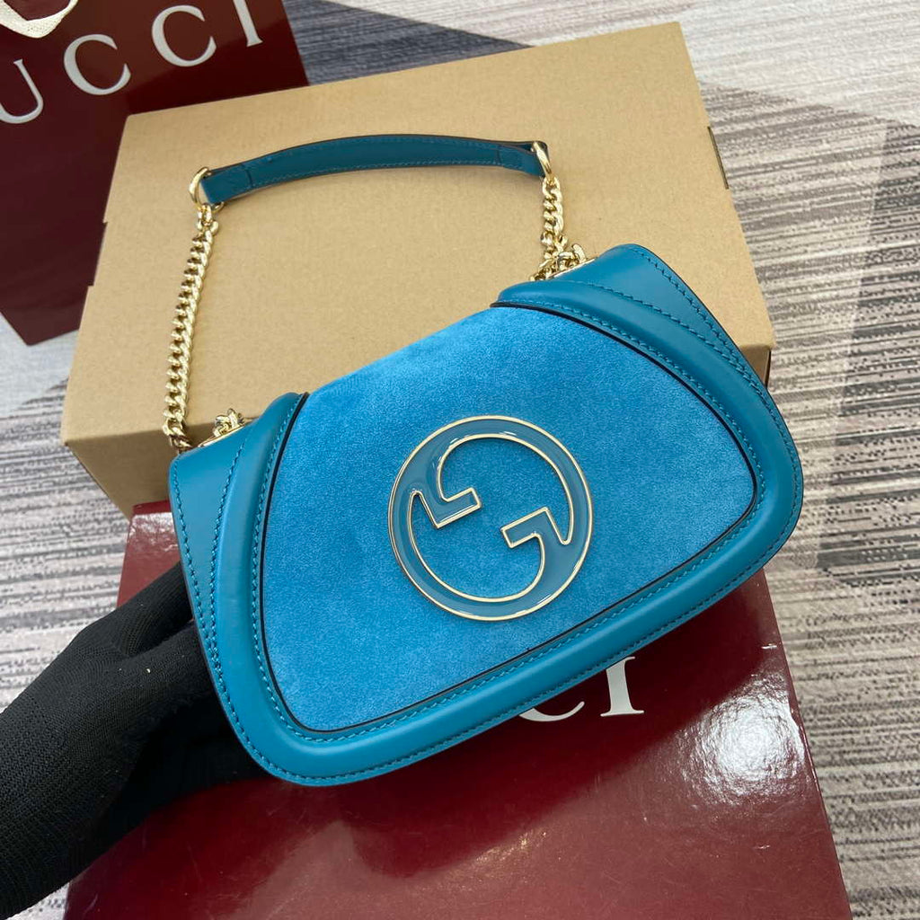 Gucci 815711 Gucci Blondie mini shoulder bag Suede Leather Blue