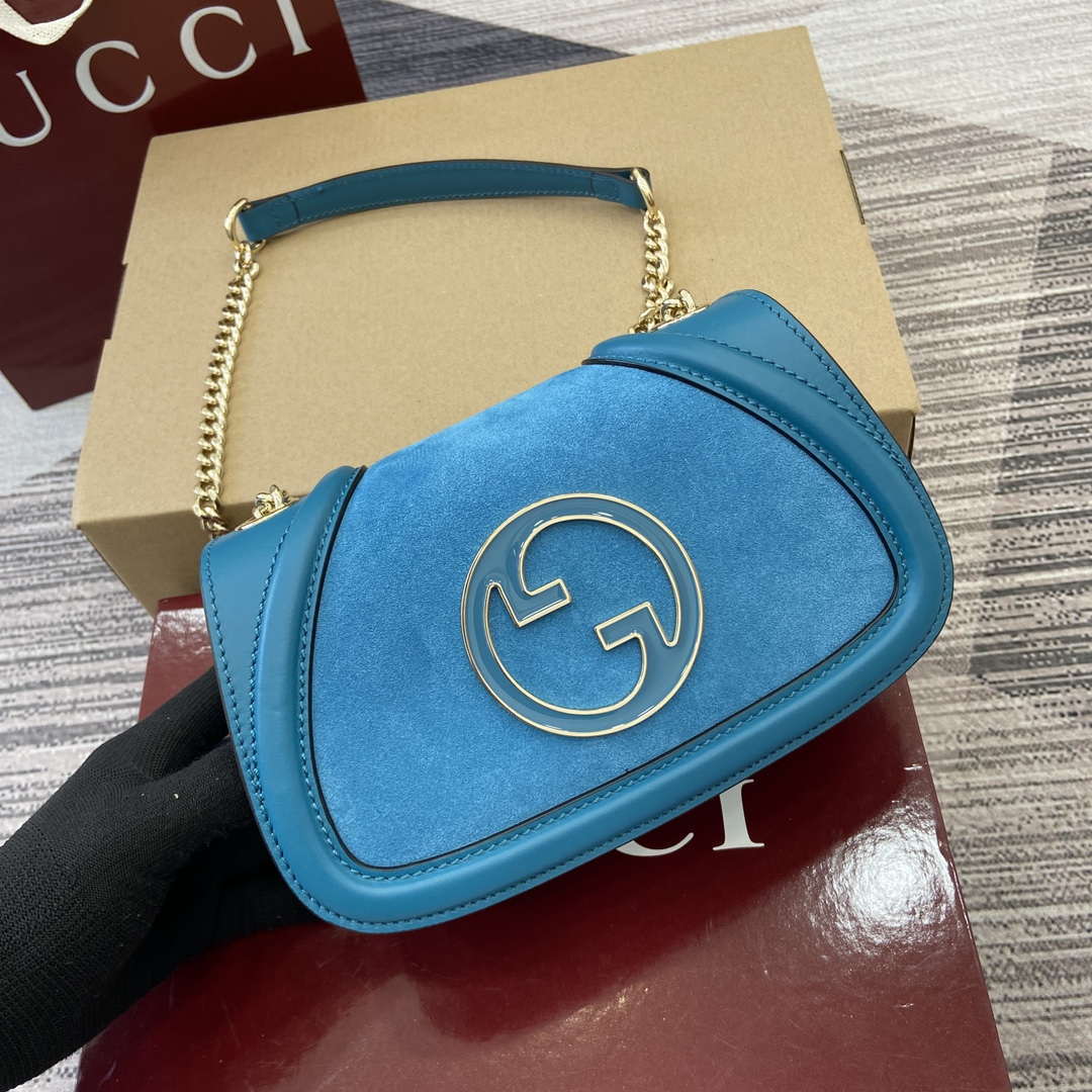 Gucci 815711 Gucci Blondie mini shoulder bag Suede Leather Blue - Default Title - View 5