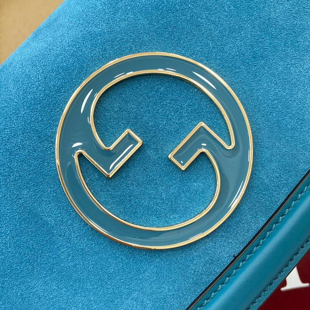 Gucci 815711 Gucci Blondie mini shoulder bag Suede Leather Blue