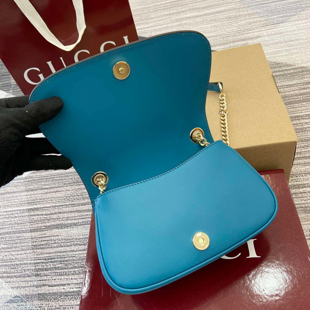 Gucci 815711 Gucci Blondie mini shoulder bag Suede Leather Blue