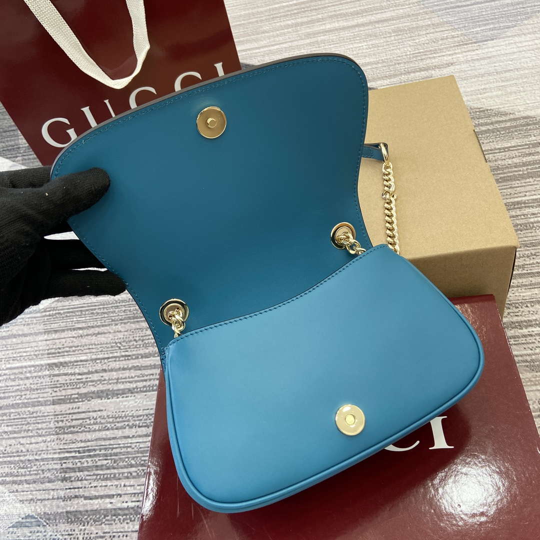 Gucci 815711 Gucci Blondie mini shoulder bag Suede Leather Blue - Default Title - View 8