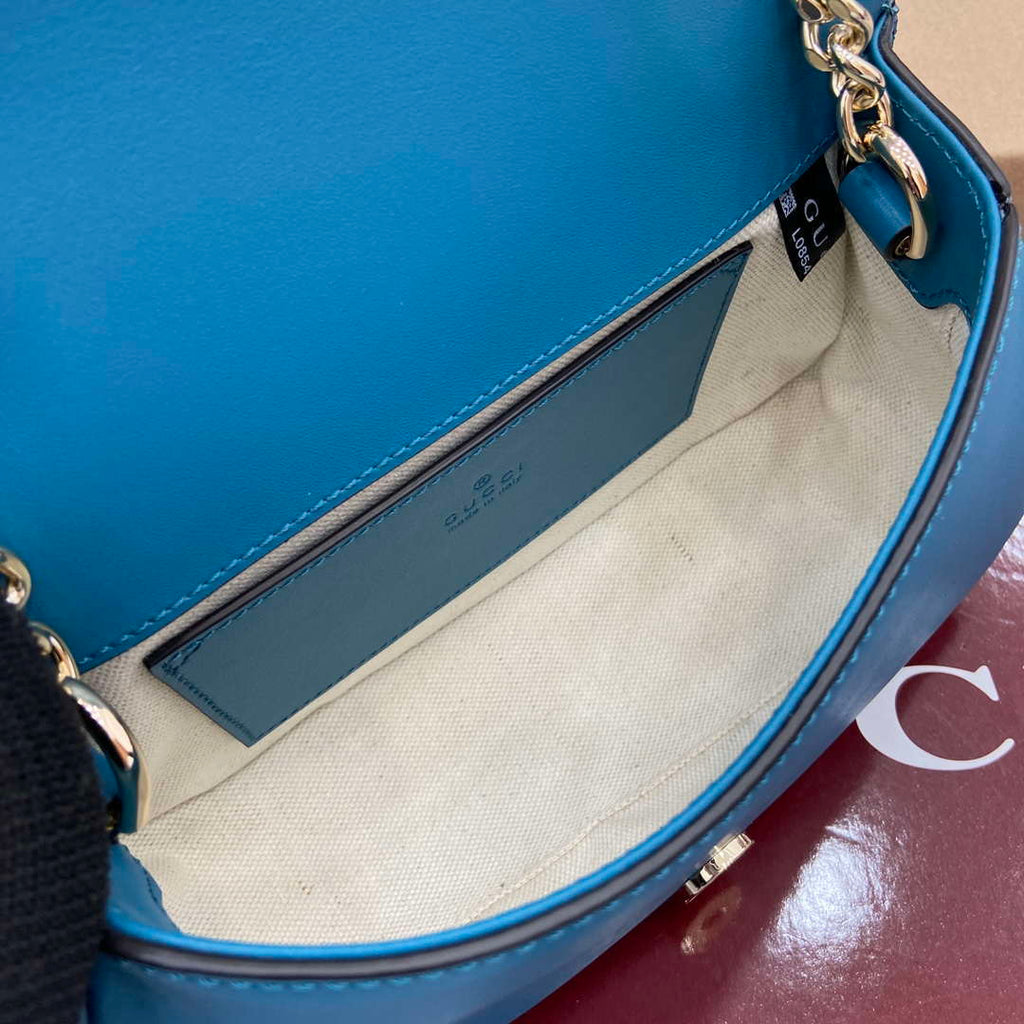 Gucci 815711 Gucci Blondie mini shoulder bag Suede Leather Blue