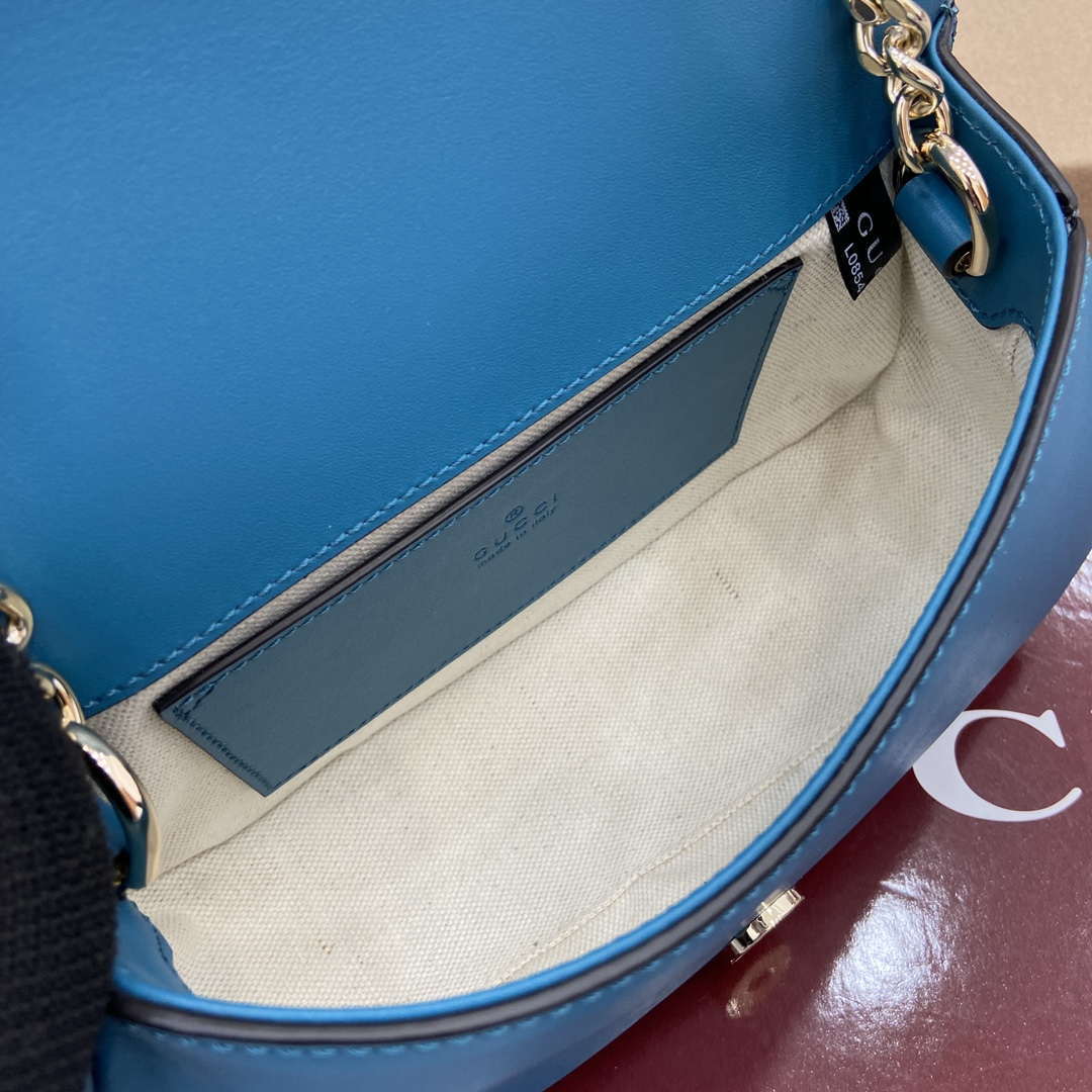 Gucci 815711 Gucci Blondie mini shoulder bag Suede Leather Blue
