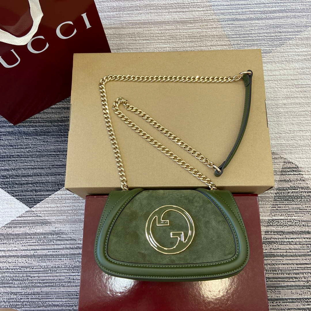 Gucci 815711 Gucci Blondie mini shoulder bag Suede Leather Green