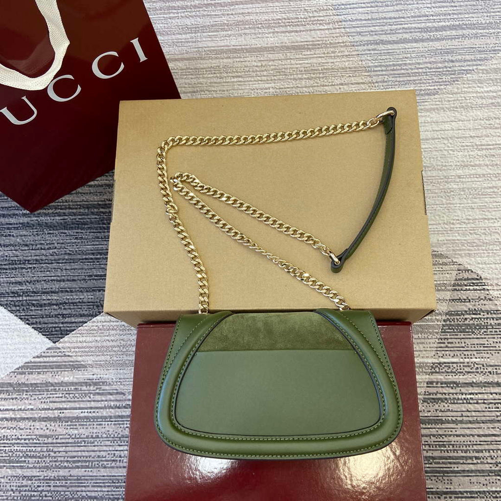Gucci 815711 Gucci Blondie mini shoulder bag Suede Leather Green