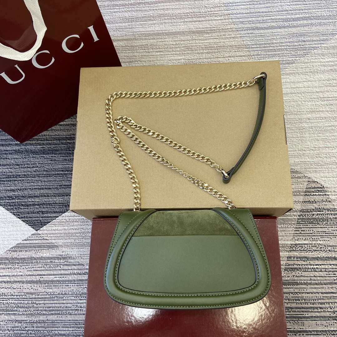 Gucci 815711 Gucci Blondie mini shoulder bag Suede Leather Green
