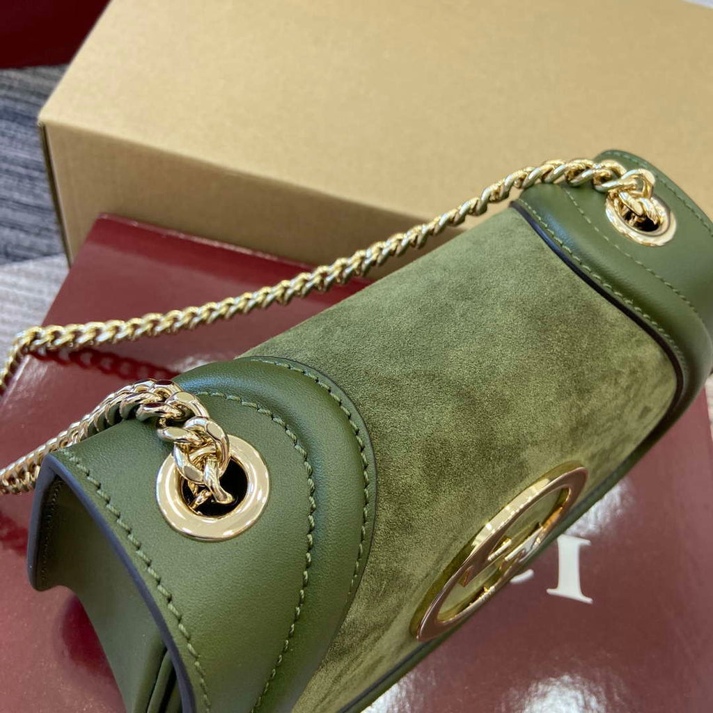 Gucci 815711 Gucci Blondie mini shoulder bag Suede Leather Green