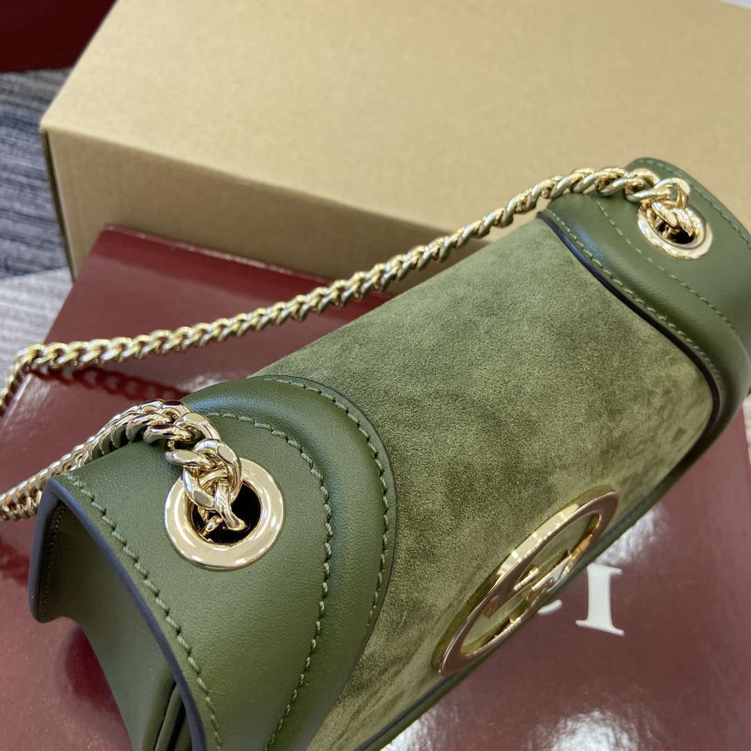 Gucci 815711 Gucci Blondie mini shoulder bag Suede Leather Green