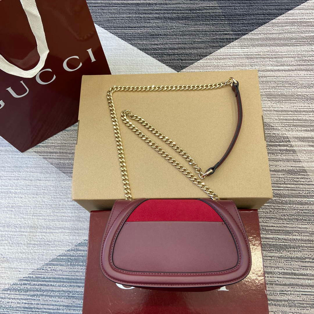 Gucci 815711 Gucci Blondie mini shoulder bag Suede Leather Red and Wine Red