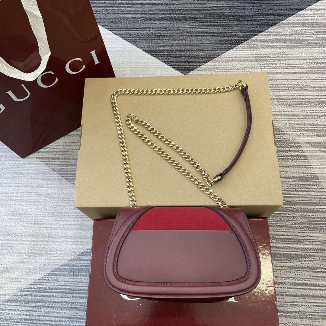 Gucci 815711 Gucci Blondie mini shoulder bag Suede Leather Red and Wine Red