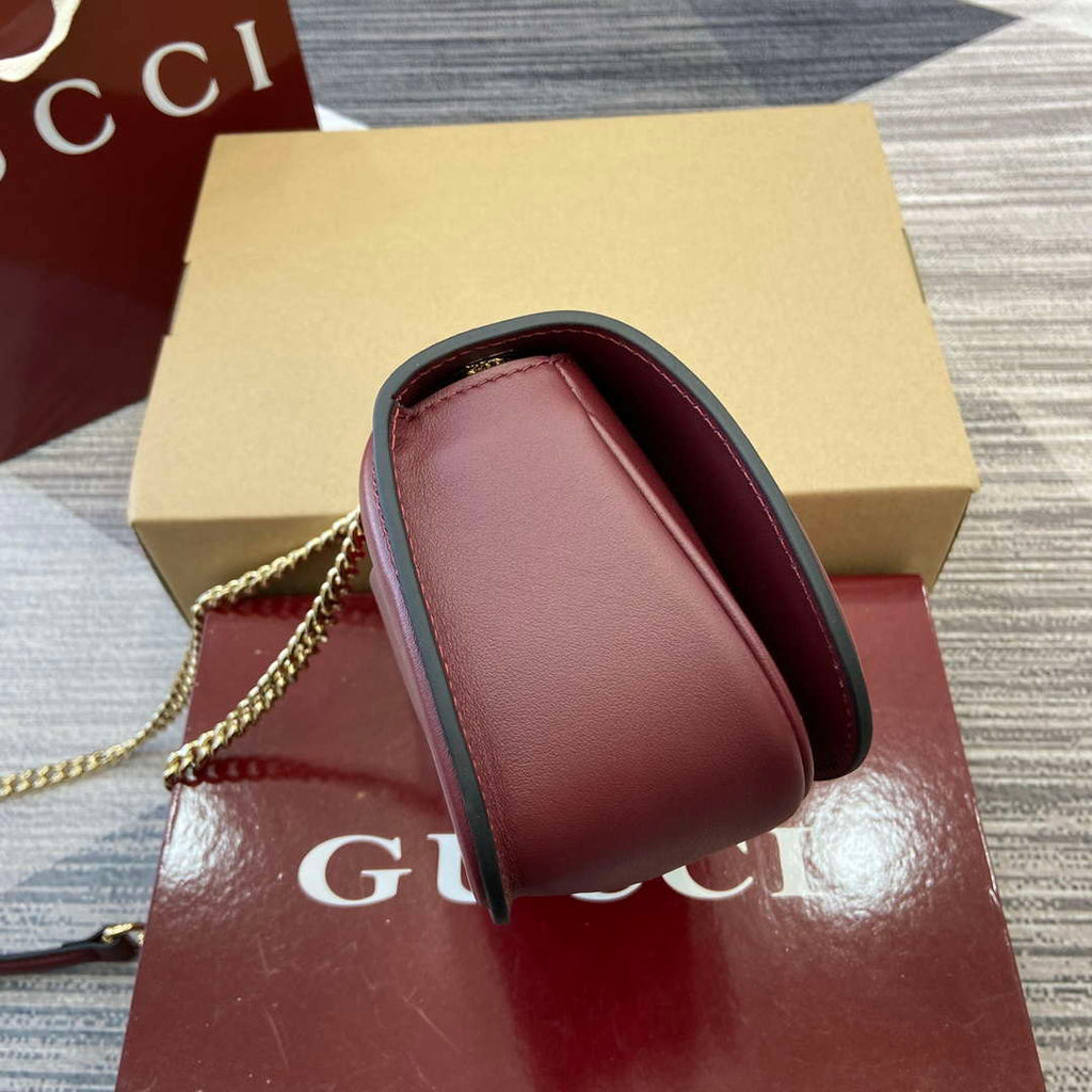 Gucci 815711 Gucci Blondie mini shoulder bag Suede Leather Red and Wine Red
