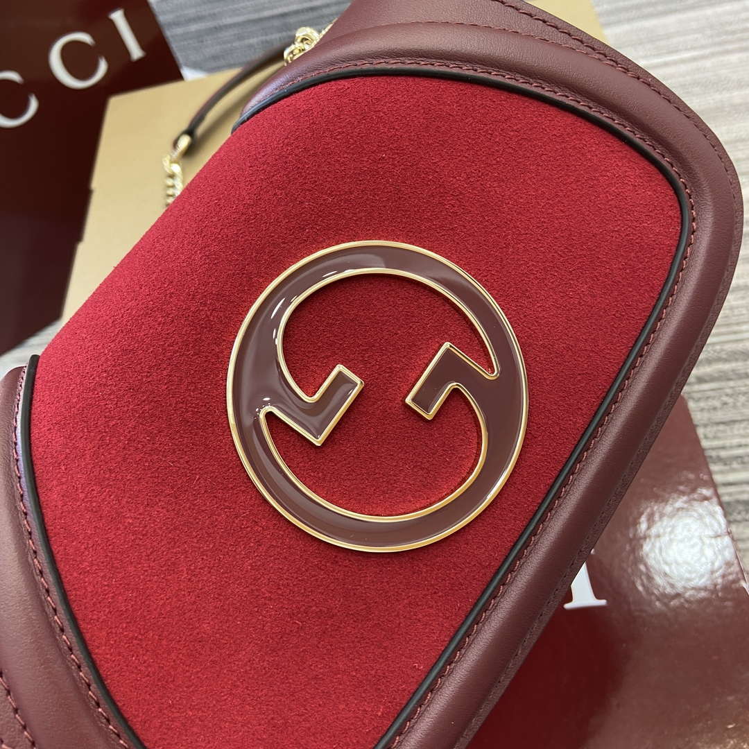 Gucci 815711 Gucci Blondie mini shoulder bag Suede Leather Red and Wine Red - Default Title - View 6