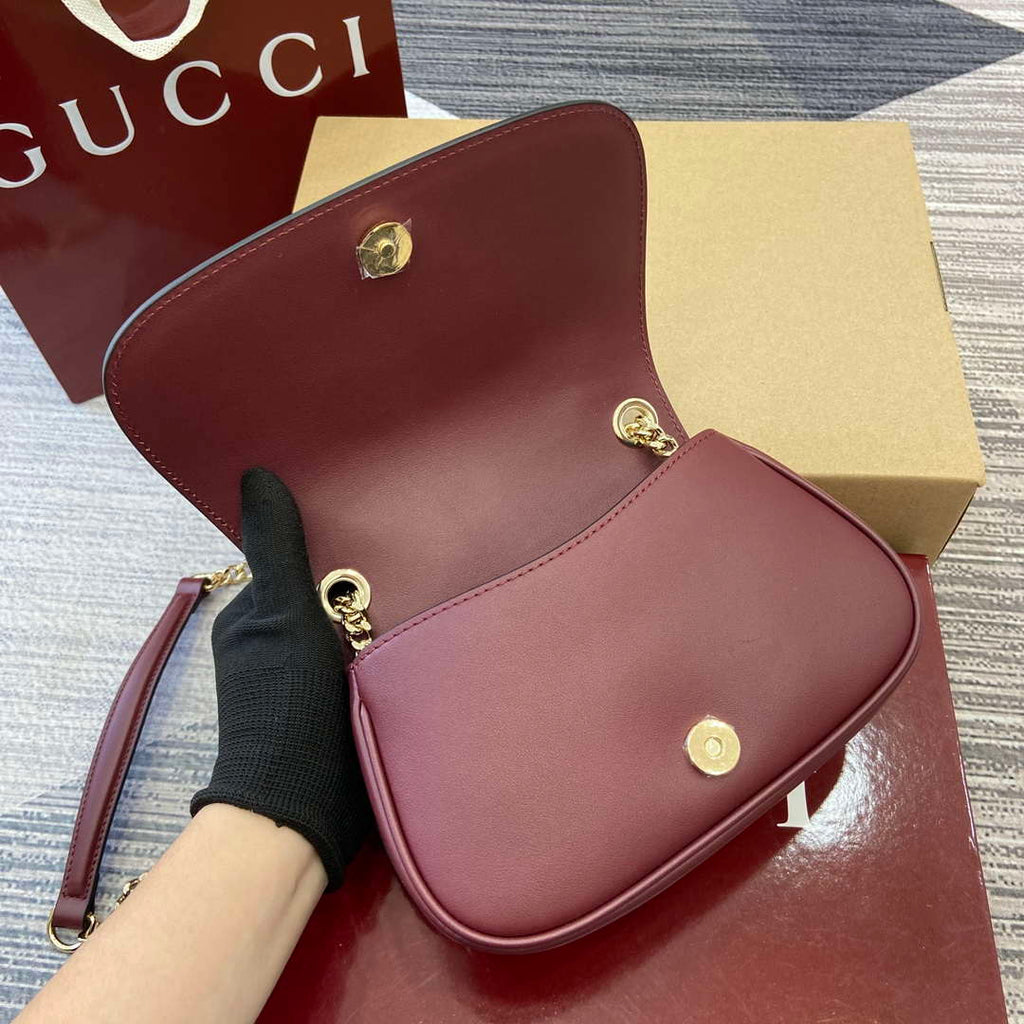 Gucci 815711 Gucci Blondie mini shoulder bag Suede Leather Red and Wine Red