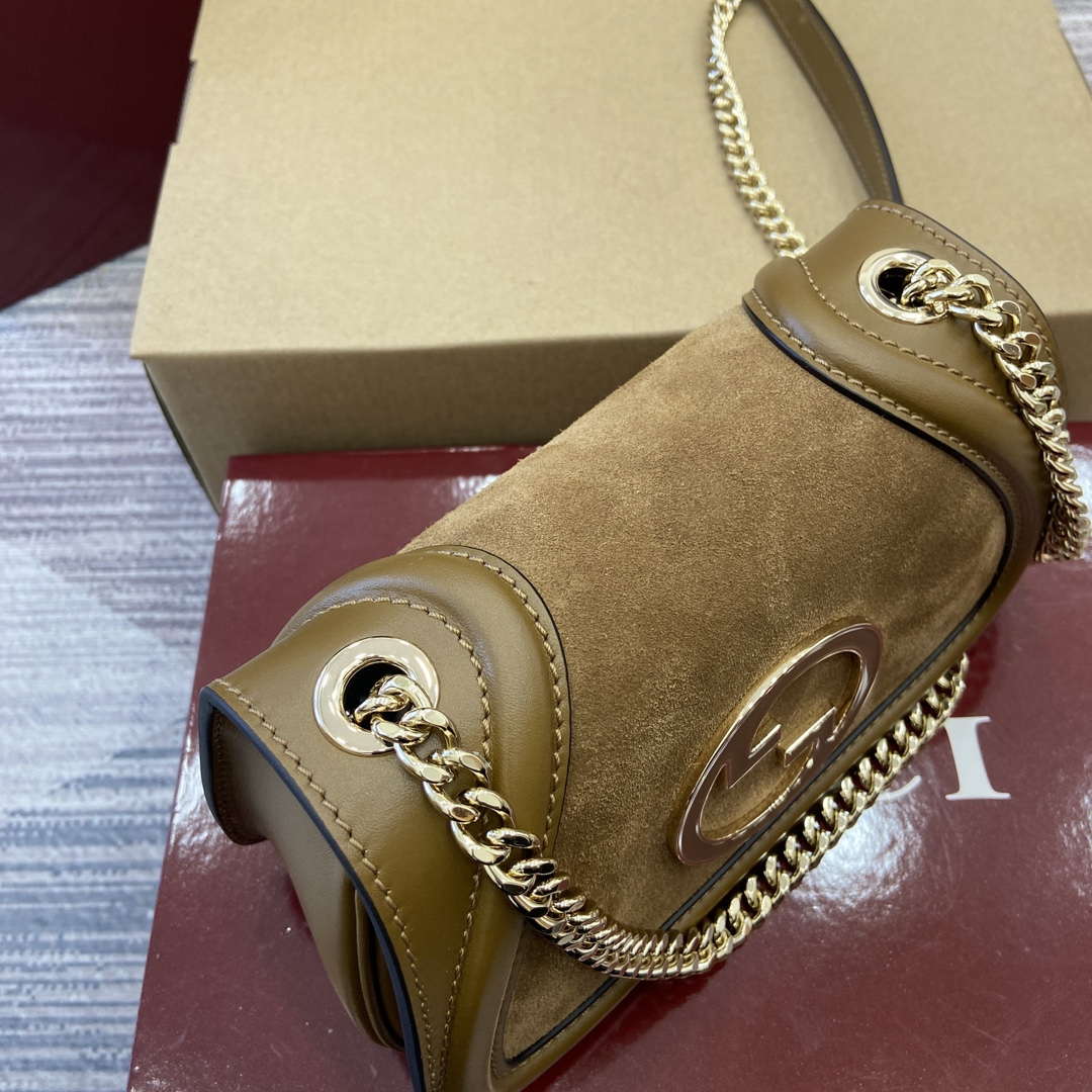 Gucci 815711 Gucci Blondie mini shoulder bag Suede Leather dark brown