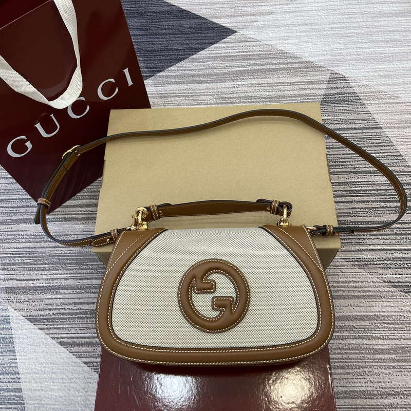 Gucci 815714 Gucci Blondie Small Top Handle Bag Beige cotton linen canvas - Default Title - View 1