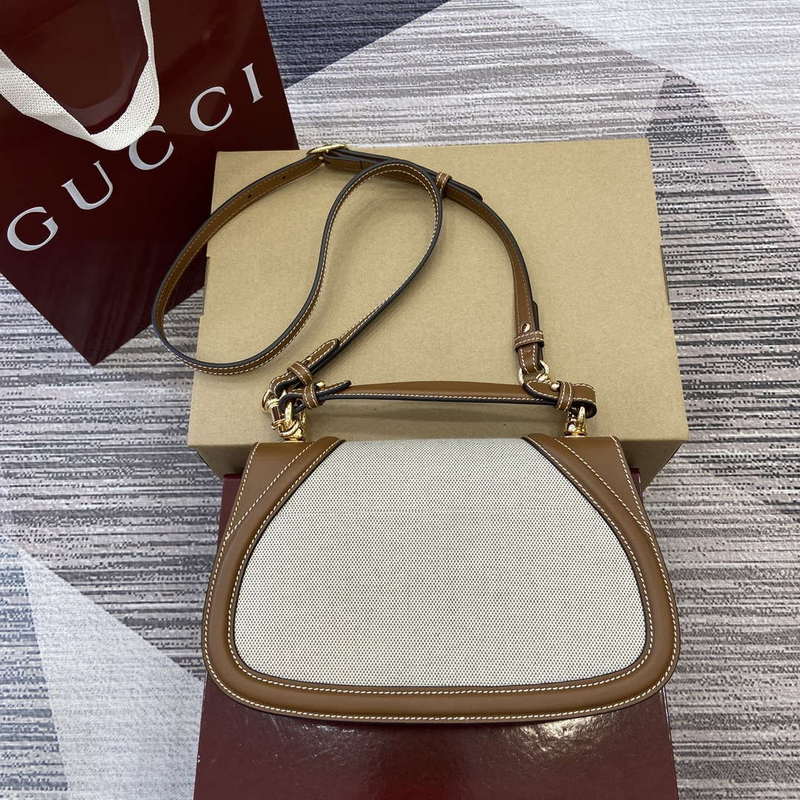 Gucci 815714 Gucci Blondie Small Top Handle Bag Beige cotton linen canvas