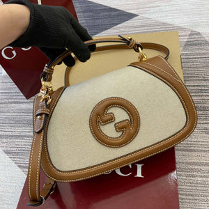Gucci 815714 Gucci Blondie Small Top Handle Bag Beige cotton linen canvas - Default Title - View 4