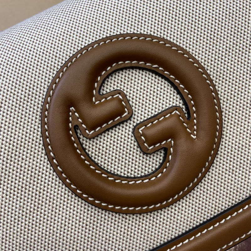 Gucci 815714 Gucci Blondie Small Top Handle Bag Beige cotton linen canvas
