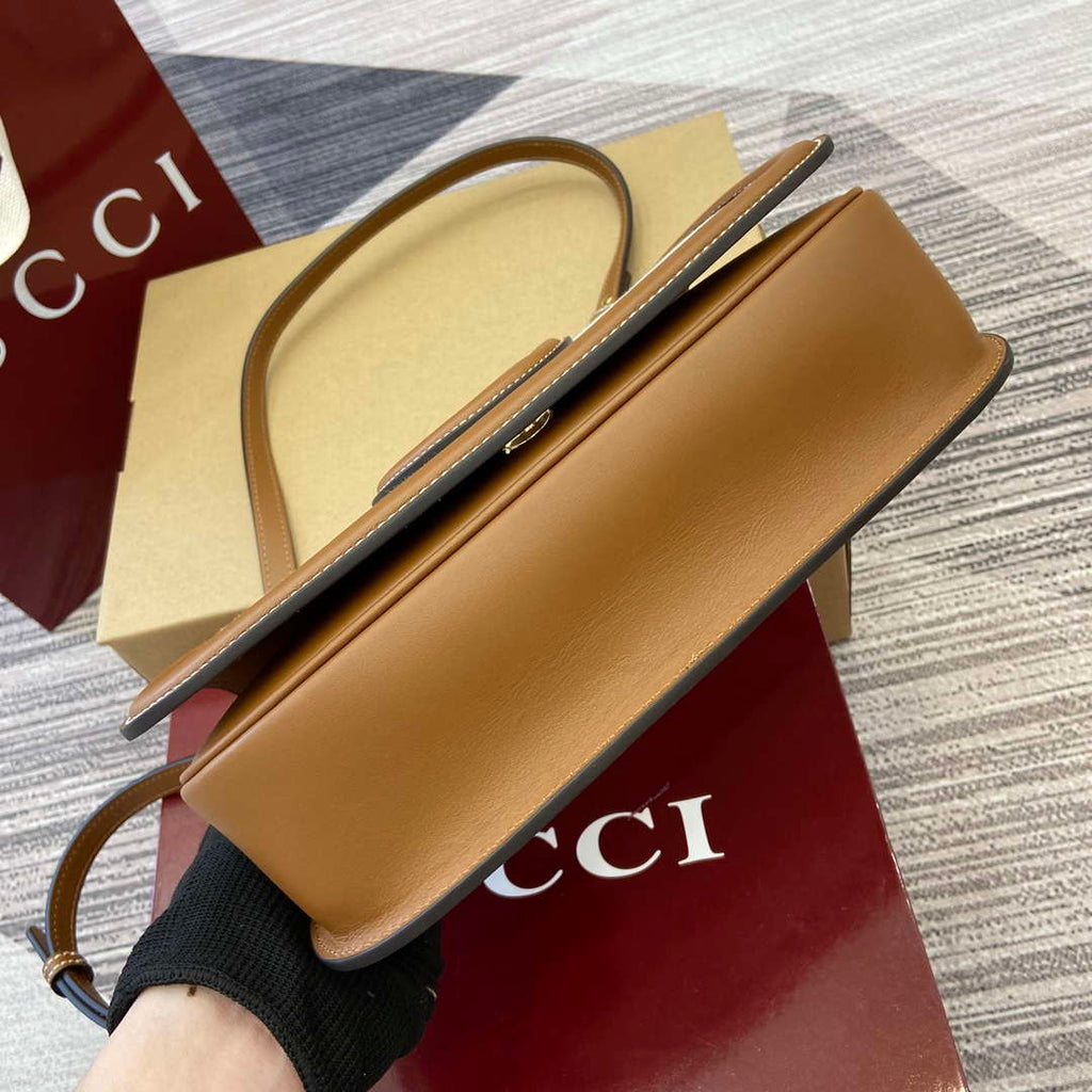 Gucci 815714 Gucci Blondie Small Top Handle Bag Beige cotton linen canvas