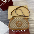 Gucci 815714 Gucci Blondie Small Top Handle Bag Beige dark brown canvas - Default Title - View 1