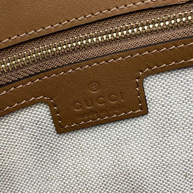 Gucci 815714 Gucci Blondie Small Top Handle Bag Beige dark brown canvas