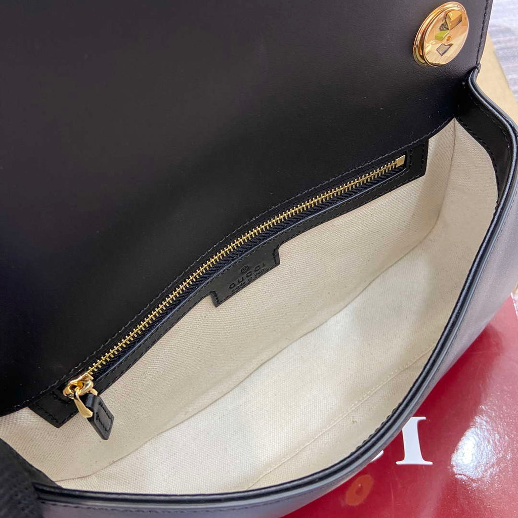 Gucci 815714 Gucci Blondie Small Top Handle Bag Black leather trim