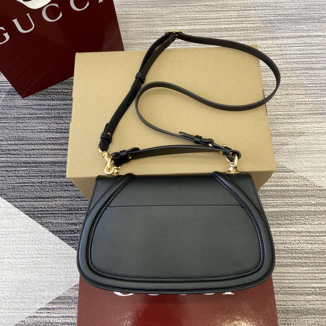 Gucci 815714 Gucci Blondie Small Top Handle Bag Black smooth leather