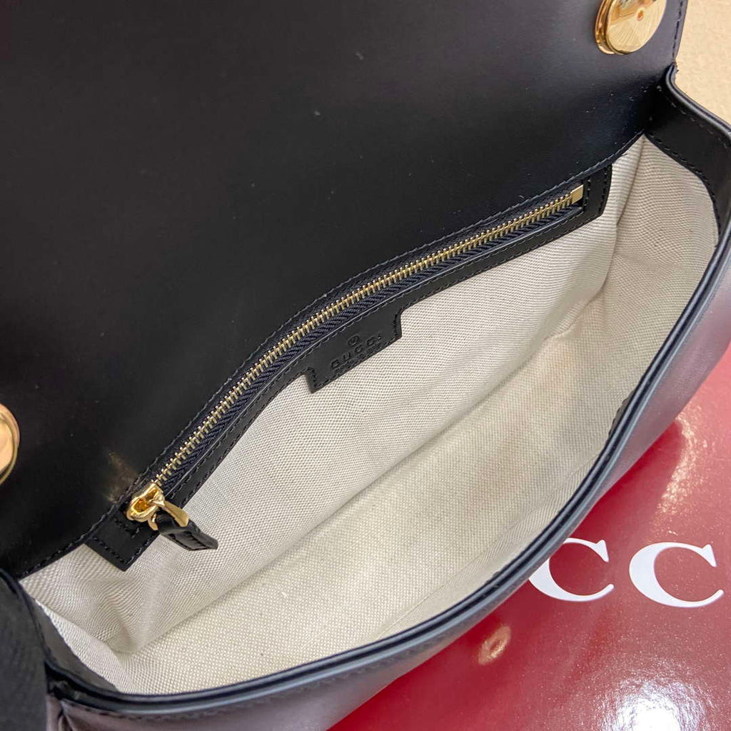 Gucci 815714 Gucci Blondie Small Top Handle Bag Black smooth leather