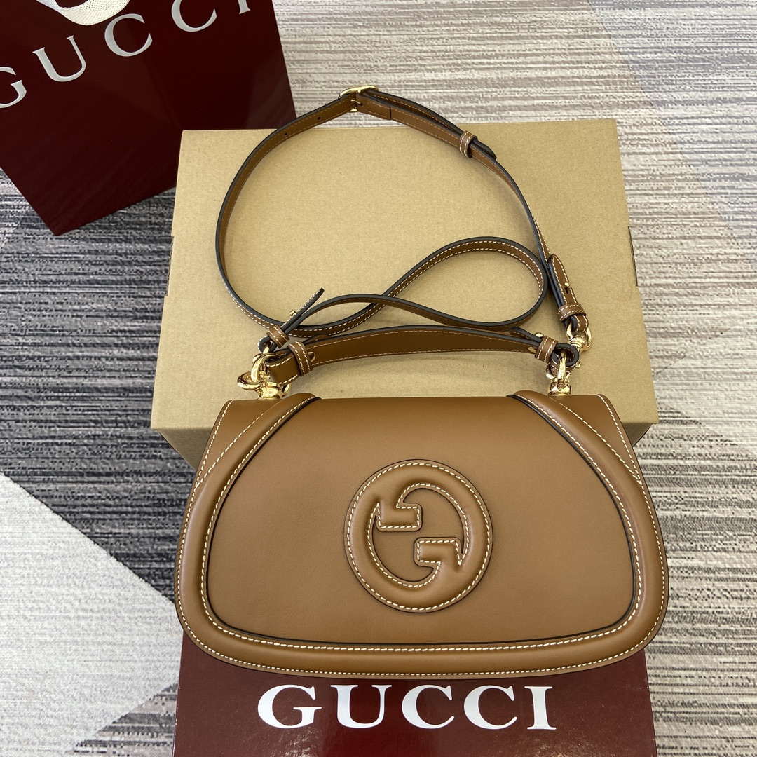 Gucci 815714 Gucci Blondie Small Top Handle Bag Brown smooth leather - Default Title - View 1