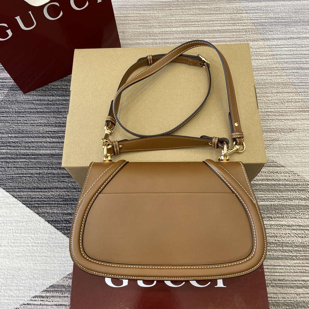 Gucci 815714 Gucci Blondie Small Top Handle Bag Brown smooth leather