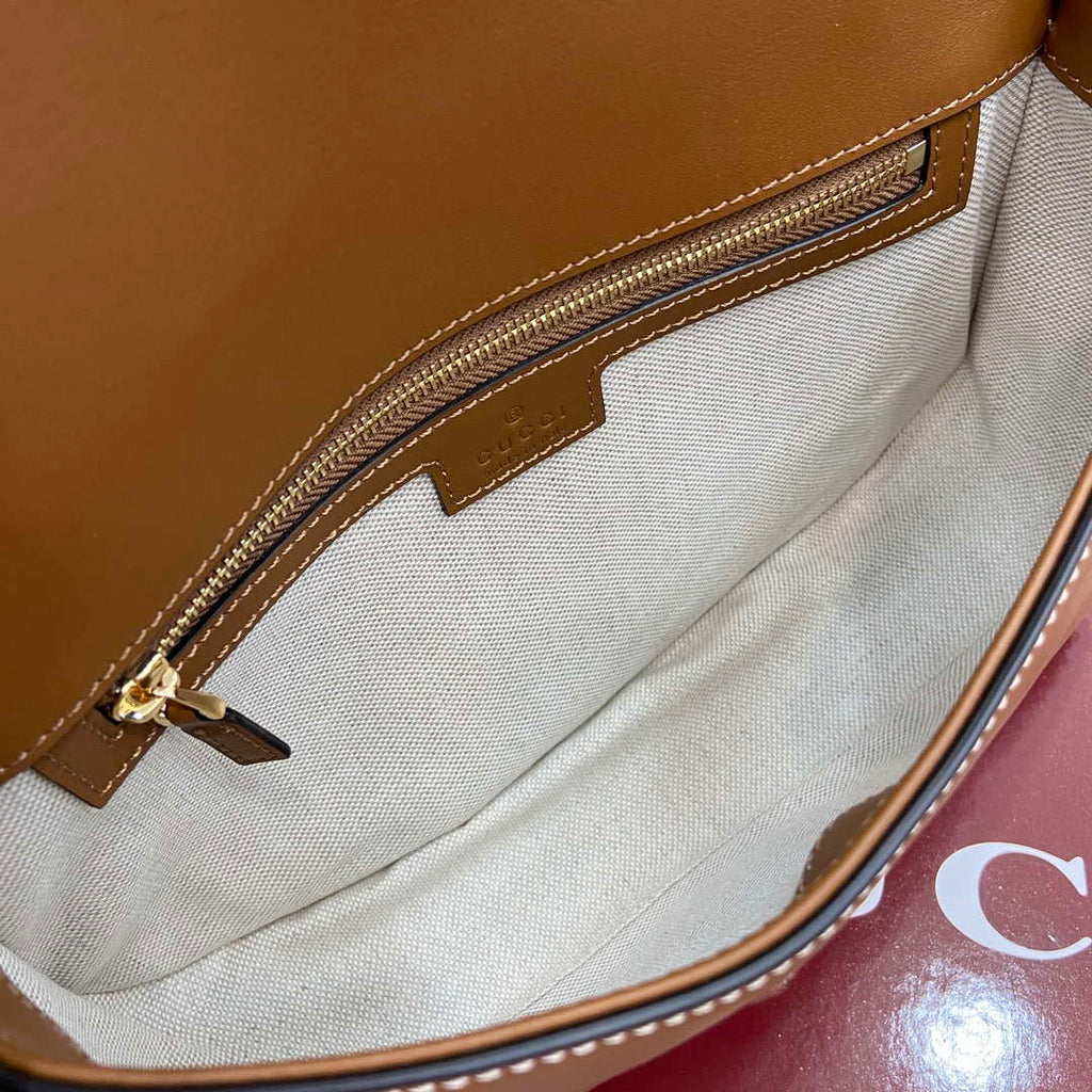 Gucci 815714 Gucci Blondie Small Top Handle Bag Brown smooth leather