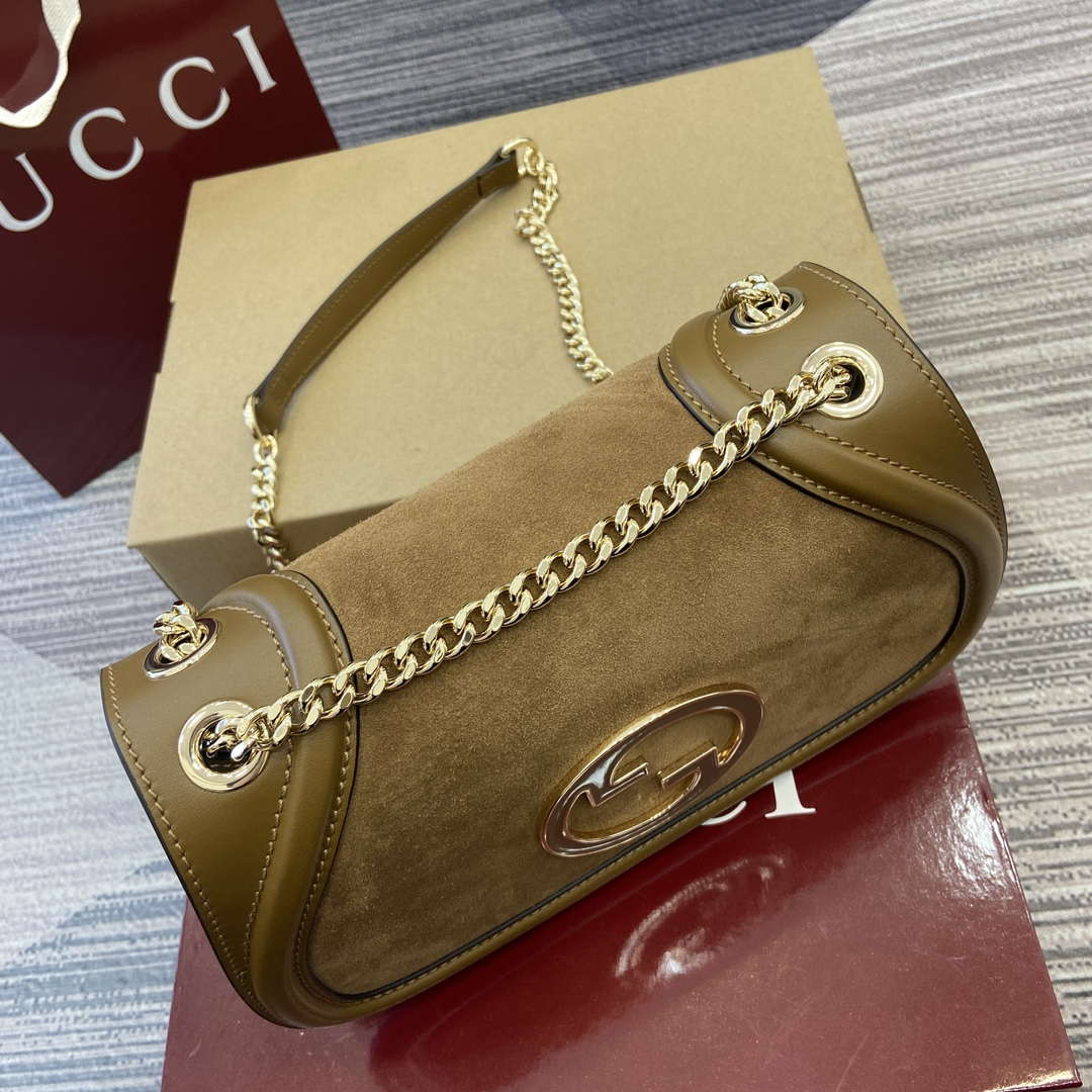 Gucci 815715 Gucci Blondie small shoulder bag Brown Suede leather