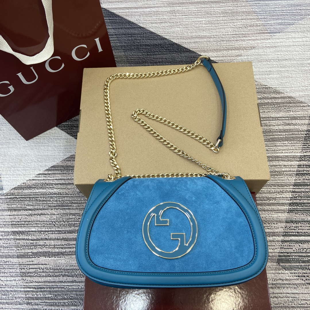 Gucci 815715 Gucci Blondie small shoulder bag Blue Suede Leather - Default Title - View 1